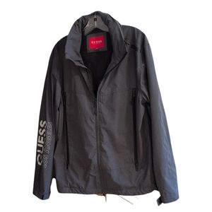 GUESS Los Angeles Windbreaker Jacket Men’s Large Gray Full Zip Lightweight Coat